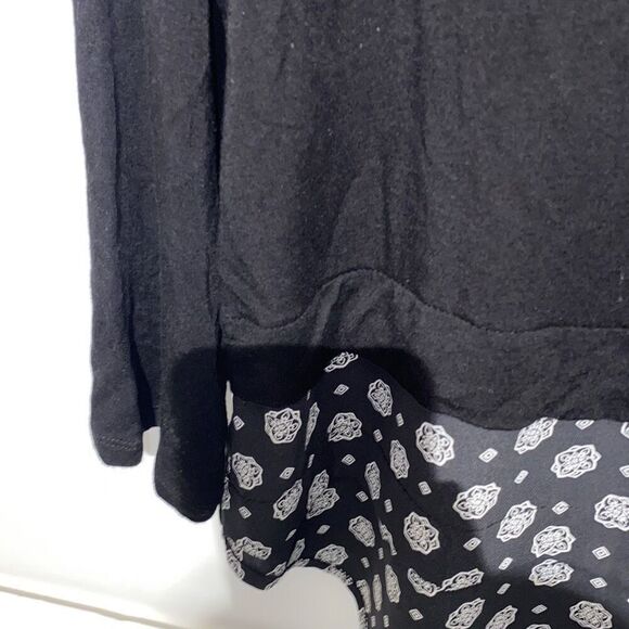 Michael Kors Women's Black Long Sleeve Mixed Media Scoop Neck Blouse Size Large - Picture 6 of 9